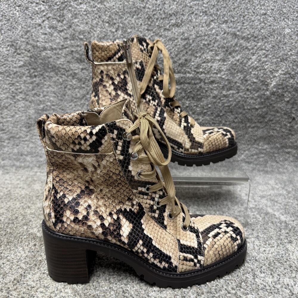 Vince Camuto Combat Boots Womens Size 7 Multi Snake Print Leather VC Gaviana